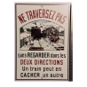 Plaque "Ne traversez pas" Dauphiné, format carte postale 15 x 10,5