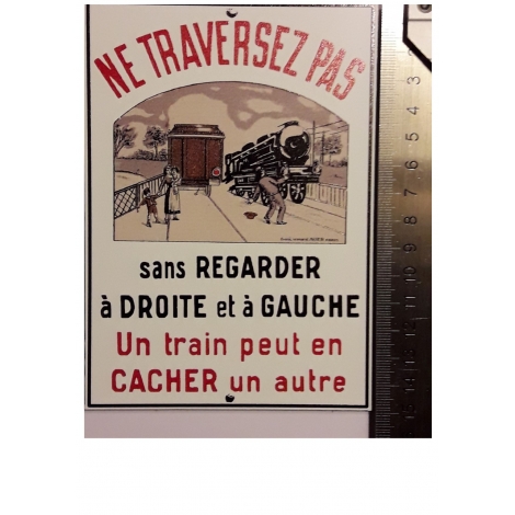 Plaque "Ne traversez pas " Auer, format carte postale 15 x 10,5