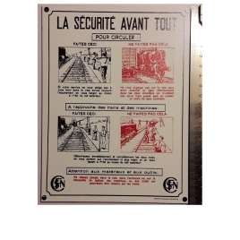 Plaque La Sécurité avant tout format 20cm