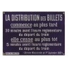 Plaque Sncf "La distribution des billets"