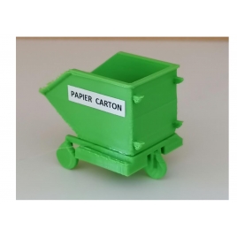 Bac vert papier carton, échelle zéro